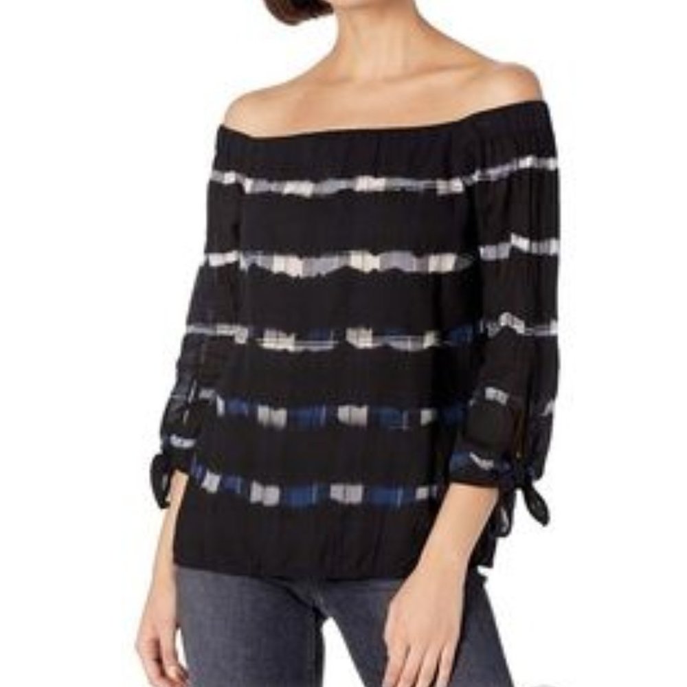 BAILEY 44 Paint Ball off the shoulder relaxed fit lightweight cotton blouse